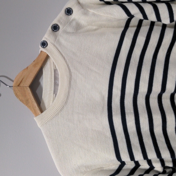 MILLSTRAND Co . Women's Adrie Pullover Sweater in Navy Cream Stripes Size XL - Picture 3 of 9